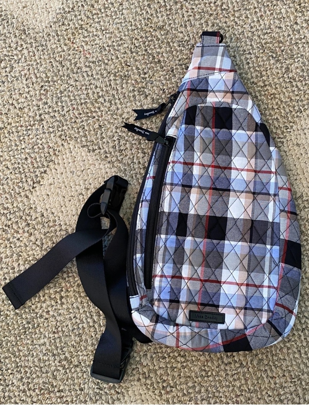 Vera Bradley Essential Sling Backpack Purse Bag 36473-14917 Perfectly Plaid NWOT